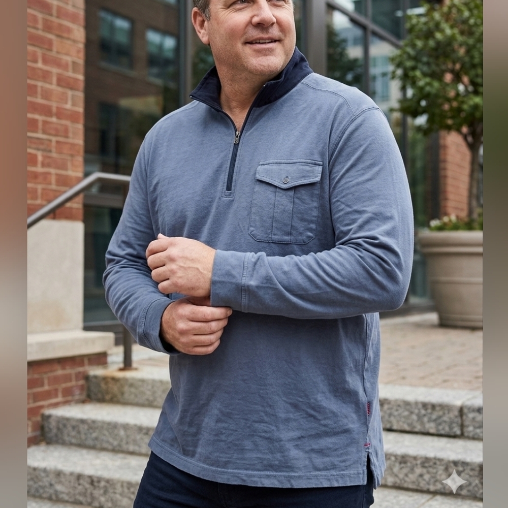 Victorinox Navy Quarter Zip Pullover XXL Cotton Long Sleeve Casual Shirt NWT